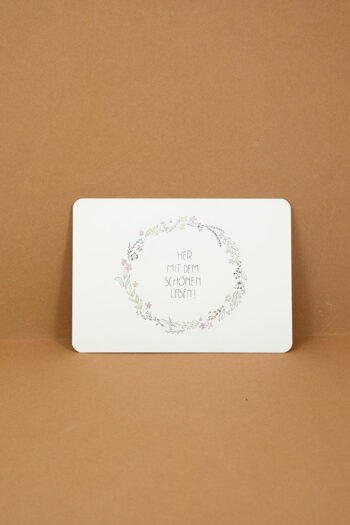 Postkarte Her mit dem schönen Leben