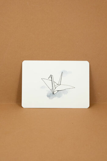 Postkarte Origami Illustration Kranich