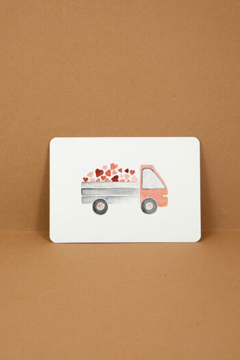 Postkarte Illustration LKW Herzen liebe