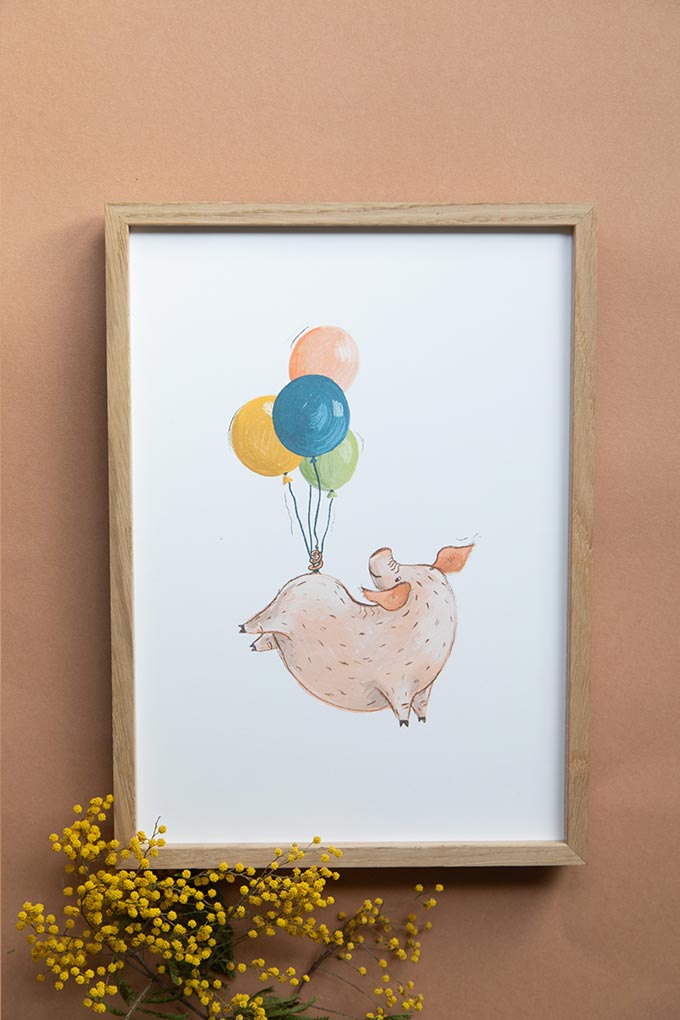 Kunstdruck Fliegendes Schwein